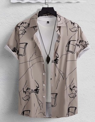 SRI Men Printed Casual Brown Shirt