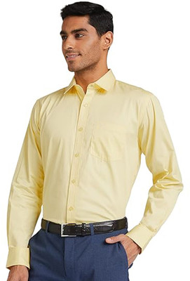 Wristy Men Solid Casual Yellow Shirt