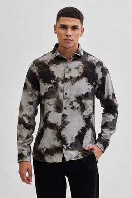 Snitch Men Printed Casual Brown Shirt