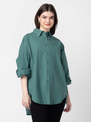 Spykar Women Solid Casual Green Shirt