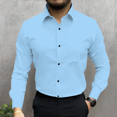 JEMI ENTERPRISE Men Solid Formal Blue Shirt