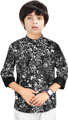 The Crane Boys Printed Casual White, Black Shirt