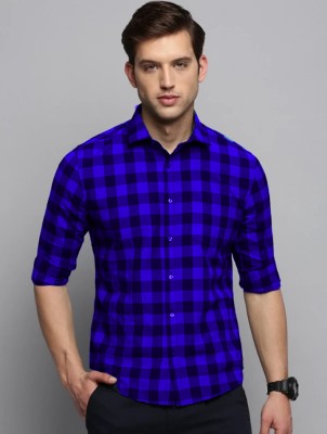 Indi Hemp Men Checkered Casual Dark Blue, Black Shirt