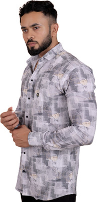 GCFAB Men Printed Casual Grey Shirt