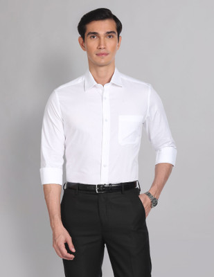 AD by Arvind Men Solid Formal White Shirt