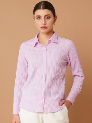 CHEMISTRY Women Striped Casual Purple Shirt