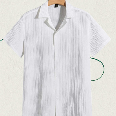 Look Trendy Men Self Design Casual White Shirt