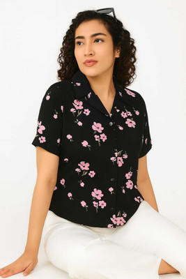 TRUSTROW Women Solid Casual Black Shirt