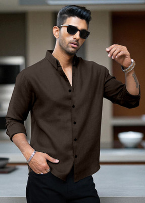 Yanthhi Men Solid Casual Purple Shirt