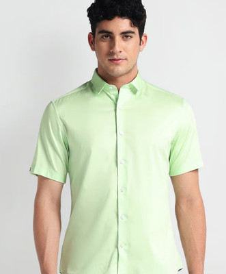 Appel Touch Men Solid Formal Green Shirt