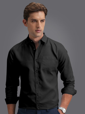 ZUNIYA COLLECTION Men Solid Casual Black Shirt