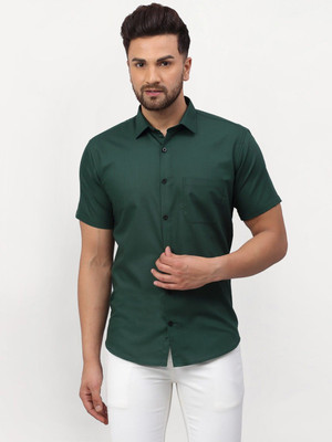 JAINISH Men Solid Casual Green Shirt