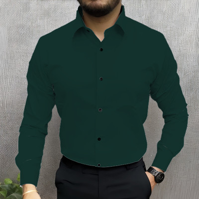 Vuon fab Men Solid Casual Green Shirt
