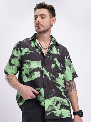 Glitchez Men Printed Casual Black Shirt