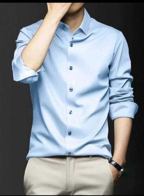 BROCON Men Solid Casual Blue Shirt