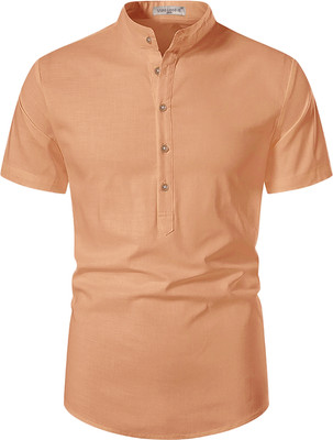 Vida Loca Men Solid Pathani Kurta(Orange)
