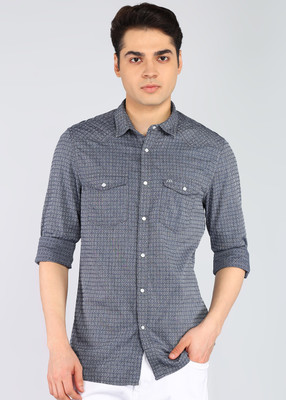 PETER ENGLAND Men Checkered Casual Blue Shirt