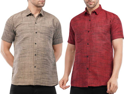 Sharma ji collection Men Self Design Formal Red Shirt(Pack of 2)
