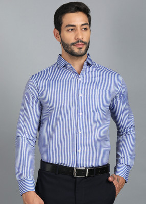 INVICTUS Men Striped Formal Blue, White Shirt