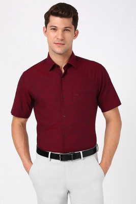 PETER ENGLAND Men Self Design Formal Maroon Shirt