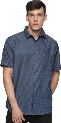 Don Vino Men Polka Print Casual Dark Blue, White Shirt