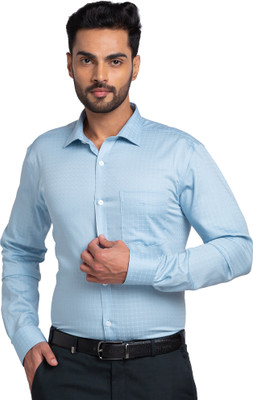 PARK AVENUE Men Checkered Formal Blue Shirt