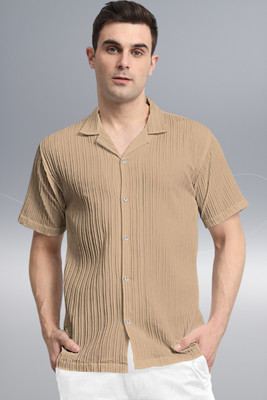 A Dearise Trend Men Striped, Self Design, Solid Casual Cream Shirt