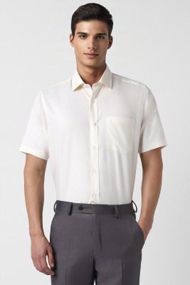 VAN HEUSEN Men Self Design Formal Cream Shirt