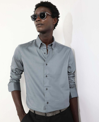 RARE RABBIT Men Solid Casual Grey Shirt