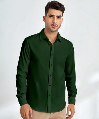 METRONAUT Men Solid Casual Dark Green Shirt