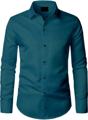 uvwholesale Men Solid Casual Dark Blue Shirt