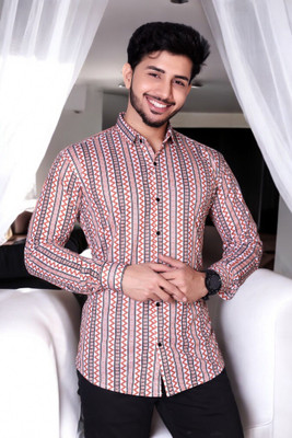 GCFAB Men Printed Casual Orange Shirt