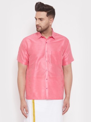 VASTRAMAY Men Solid Casual Pink Shirt