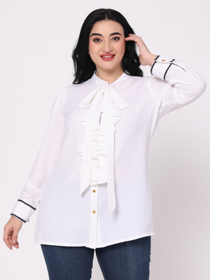 TSM Women Solid Casual White Shirt