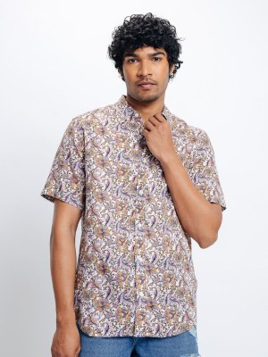 Freakins Men Printed Casual Brown Shirt