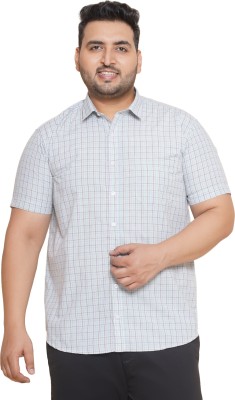 JOHN PRIDE Men Checkered Casual White, Light Blue, Grey Shirt