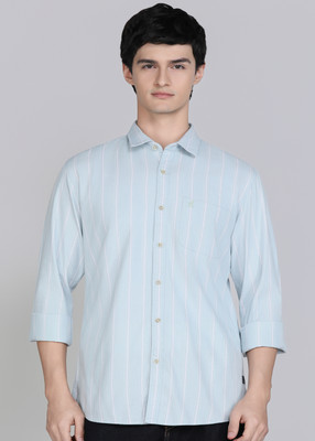 PETER ENGLAND Men Striped Casual Green Shirt