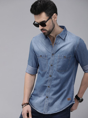 Roadster Men Washed Casual Blue Shirt