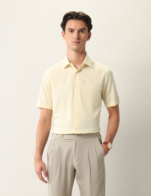 ARROW Men Self Design Formal Yellow Shirt