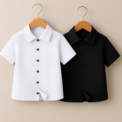 RFCREATION Boys Self Design Casual Multicolor Shirt(Pack of 2)