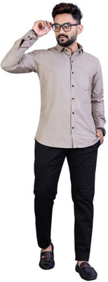 StellLIFESTYLE Trend Men Solid Casual Grey Shirt