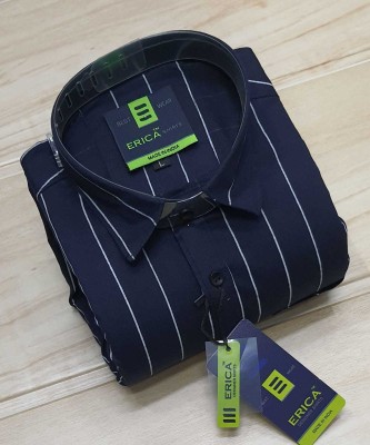 Erica Men Striped Casual Dark Blue Shirt