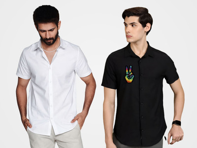ASHIMA FAB TEX Men Solid Casual Multicolor Shirt(Pack of 2)