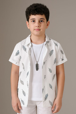 RFCREATION Boys Checkered Casual White Shirt