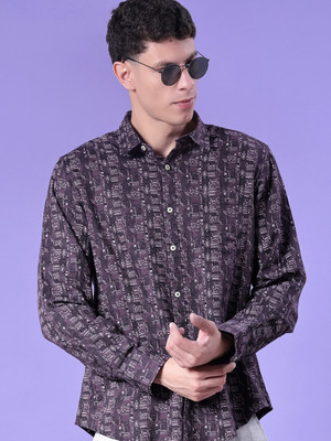 V-MART Men Printed Casual Maroon Shirt