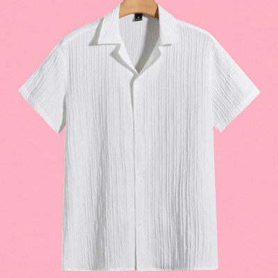 Jenil Fashion Men Self Design Casual White Shirt