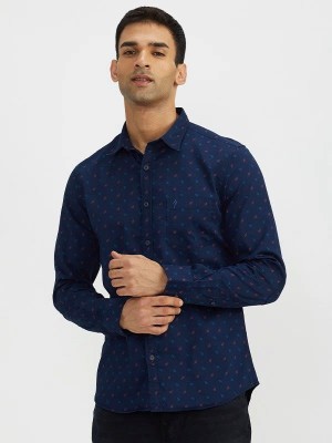 INDIAN TERRAIN Men Printed Casual Blue Shirt