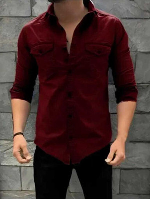 vesloo willow Men Solid Casual Black Shirt