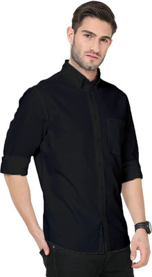Kalawatia fashion Men Solid Casual Black Shirt