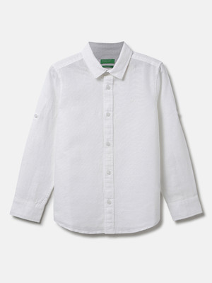 United Colors of Benetton Boys Solid Casual White Shirt